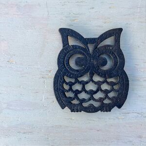 Vintage Cast Iron Owl Trivet Hot Plate Coaster Made In Taiwan